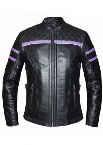 Quilted Shoulder Leather Jacket Women's