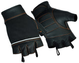 DS2429 Women's Fingerless Glove with Orange Stitching Details