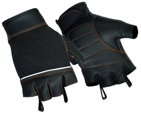 DS2429 Women's Fingerless Glove with Orange Stitching Details