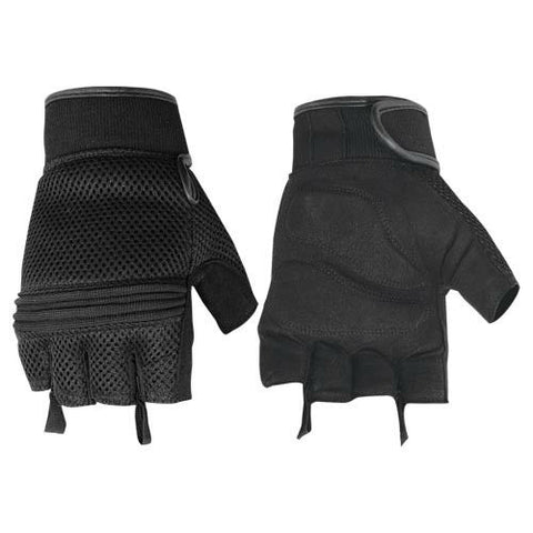 Synthetic Leather-Mesh Fingerless Glove