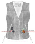 DS207 Women's Antique Brown Single Back Panel Concealed Carry Vest