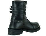 DS9767 Women's 9 Inch Black Triple Buckle Leather Harness Boot